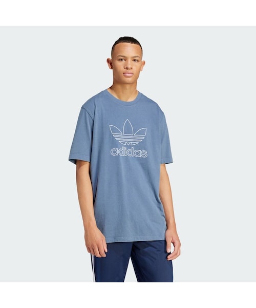 adidas(アディダス)の「アディカラー アウトライン トレフォイル半袖Tシャツ(トップス・メンズ・グリーン/ブルー/ブラック/パープル・J/XS/XS/J/S/J/M/J/L/J/XL/J/2XL/J/3XL/S/M/L/XL/2XL/3XL/4XL/5XL/6XL/J/2XS/J/4XL/J/5XL)」の1枚目の写真
