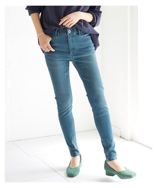 nissen（ニッセン）の「大きいサイズ ストレッチサスティナブルデニムスキニーパンツ（ゆったり太もも）（選べる２レングス）（デニムパンツ・レディース・フェードブルー/ユーズドブルー/ワンウォッシュ・L/LL/3L/4L/5L/6L/8L/10L）」の3枚目の写真