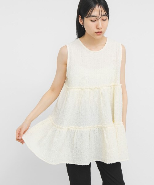 KBF(ケイビーエフ)の「『STAFF DESIGN PROJECT』2WAYティアードチュニック(チュニック・レディース・OFF/BLACK/L.BLUE・One)」の9枚目の写真