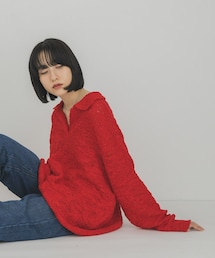 KBF | スラブヤーンキーネックルーズニット(ニット/セーター)