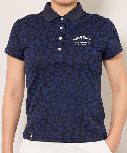 ROPE'（ロペ）の「【UV CARE】【吸水速乾】【ストレッチ】アニマル柄ジャガード半袖ポロ（ポロシャツ・レディース・グレー/ネイビー/ピンク・L/M/S）」の22枚目の写真