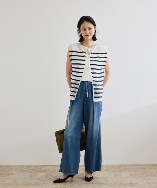 ROPE'(ロペ)の「シャイニー2WAYリボンブラウス/洗える(シャツ/ブラウス・レディース・ブラック/ネイビー/シルバー・F)」の11枚目の写真