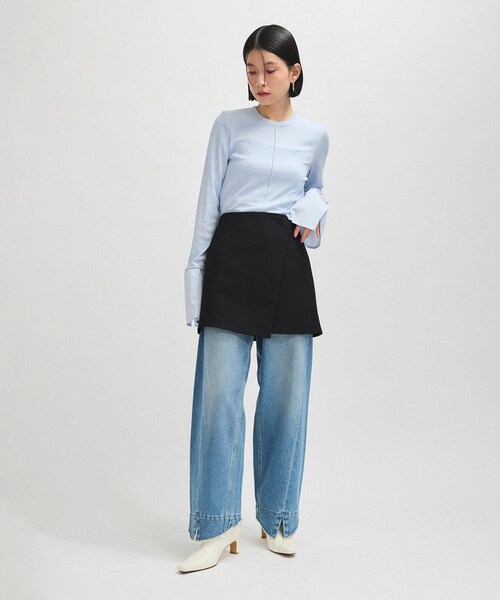 ADAM ET ROPE'(アダムエロペ)の「【サステナブル】・【新色追加】ルーズフィットアジャストデニム(デニムパンツ・レディース・ホワイト/ダークブラウン/サックス/ベージュ系/ブラック/キナリ/ネイビー/ブルー系・34/36/38)」の20枚目の写真