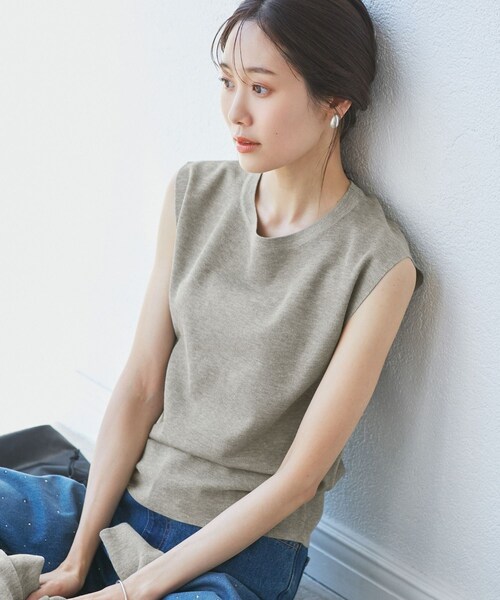ROPE' PICNIC（ロペピクニック）の「【洗濯機OK】LEVITAゼロスリーブサマーニットプルオーバー（ニット/セーター・レディース・ライトグレー/ベージュ/その他・38）」の13枚目の写真