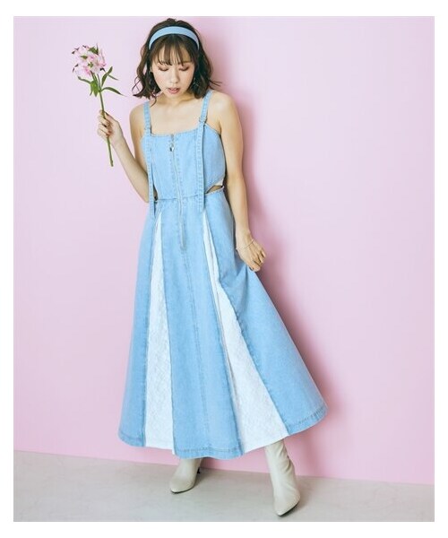 nissen（ニッセン）の「大きいサイズ デニムジャンパースカート marun（ワンピース・レディース・ライトブルー/ブラック・L/LL/3L/4L/5L/6L/8L/10L）」の13枚目の写真