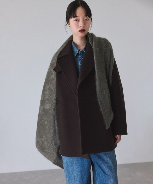 ADAM ET ROPE'(アダムエロペ)の「【定番】ウールボンディングミドルコート(ステンカラーコート・レディース・ダークブラウン/キャメル・36/38)」の18枚目の写真