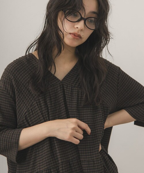 KBF（ケイビーエフ）の「ボリュームティアードミニワンピース（チュニック・レディース・CCL×BLUE/NAVY×BRN・One）」の12枚目の写真