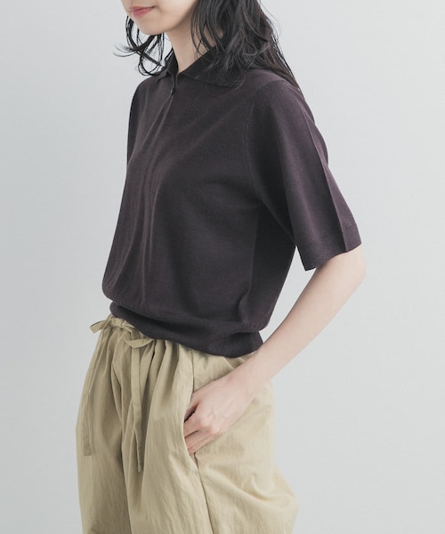 URBAN RESEARCH DOORS(アーバンリサーチドアーズ)の「FUJI SILKCASHMERE SKIPPERPOLO(ニット/セーター・レディース・BROWN/BEIGE/OFF WHITE・2)」の2枚目の写真
