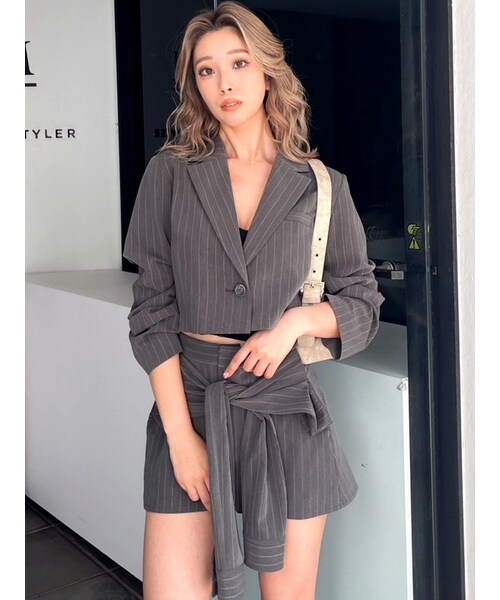 GYDA（ジェイダ）の「ショートジャケット【SETUP着用可】（テーラードジャケット・レディース・グレー/ブラック/ベージュ・F）」の2枚目の写真