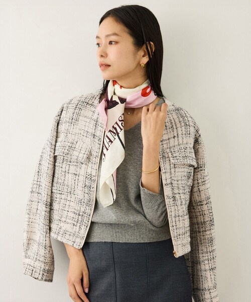 ROPE'（ロペ）の「ツイードノーカラージャケット（ノーカラージャケット・レディース・キナリ系/サックス・F）」の3枚目の写真
