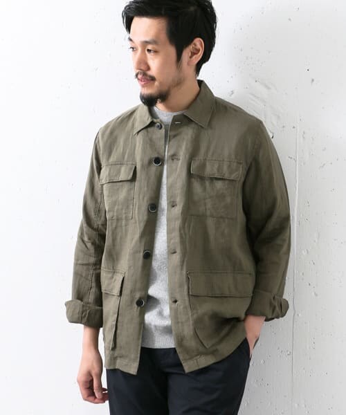 URBAN RESEARCH DOORS(アーバンリサーチドアーズ)の「リネンフィールドジャケット(ミリタリージャケット・メンズ・KHAKI/L.BROWN・38/40)」の7枚目の写真