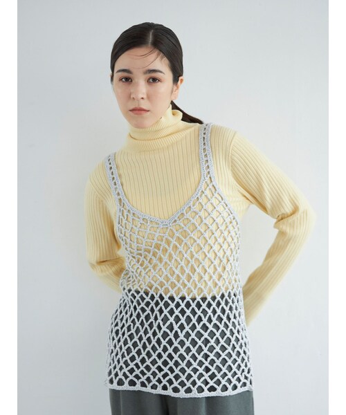 Ungrid（アングリッド）の「2wayかぎ針ニットキャミ（キャミソール・レディース・ブラック/シルバー・F）」の4枚目の写真