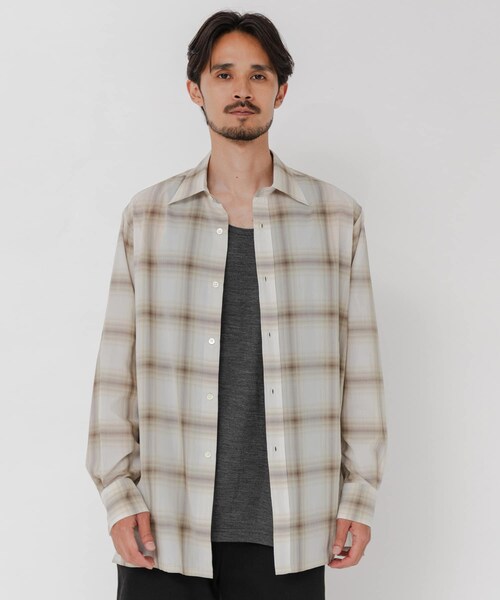 URBAN RESEARCH(アーバンリサーチ)の「SHEER CH SQUARE CUT SHIRTS(シャツ/ブラウス・メンズ・IVORY/BLACK/GREEN・M/L)」の5枚目の写真