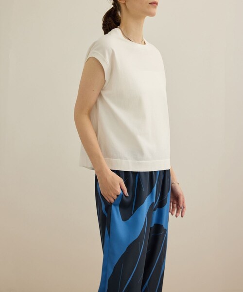 ROPE'(ロペ)の「【洗える】オーガニックコットンハイゲージフレンチスリーブニット(ニット/セーター・レディース・ホワイト/ネイビー/ターコイズ・F)」の7枚目の写真