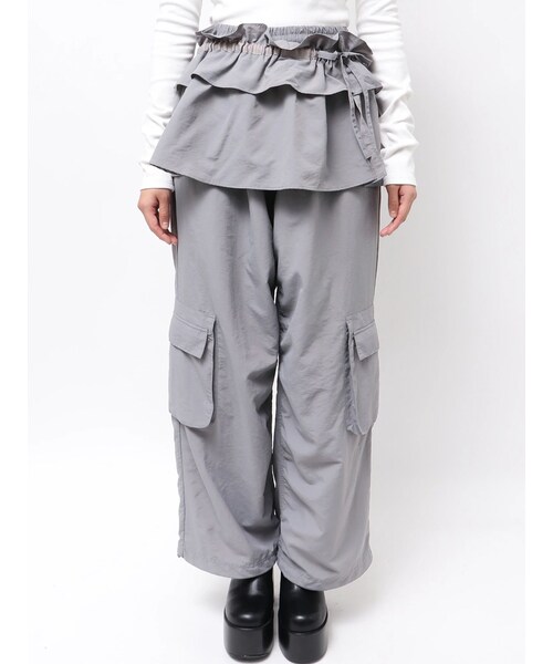 EMODA（エモダ）の「WRAP FRILL SET NYLON PT（その他パンツ・レディース・アイボリー/グレー・F）」の3枚目の写真