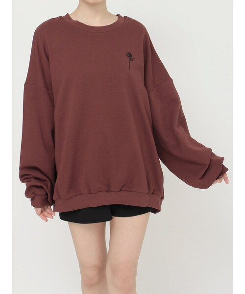 EATME（イートミー）の「エンブロイダリースウェットTOP（スウェット・レディース・アイボリー/ブラック/ピンク/ネイビー/グレー/ラベンダー・F）」の15枚目の写真