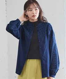 nissen | 大きいサイズアイレットレースシャツ(シャツ/ブラウス)