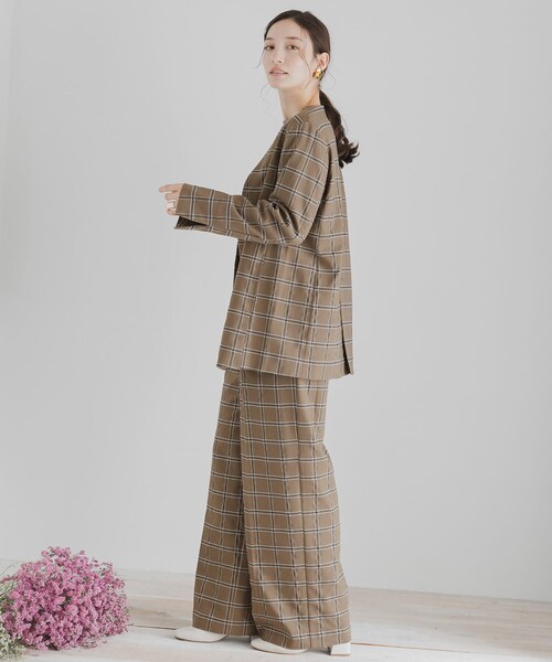 SENSE OF PLACE by URBAN RESEARCH（センスオブプレイスバイアーバンリサーチ）の「チェックノーカラージャケット（ノーカラージャケット・レディース・MOCHA/GREIGE・FREE）」の19枚目の写真