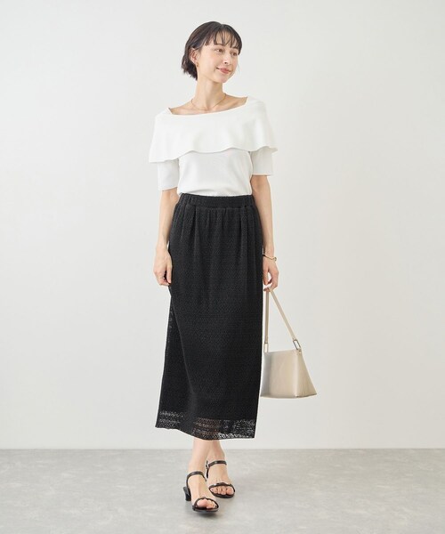 ROPE' PICNIC(ロペピクニック)の「レースアイラインプリーツスカート(スカート・レディース・ブラック/ホワイト/ブラウン・F)」の6枚目の写真
