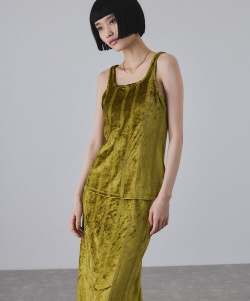 ADAM ET ROPE'（アダムエロペ）の「【Miller for ADAM ET ROPE'】別注 スクエアタンク（カップ付き）（タンクトップ・レディース・グリーン/ネイビー・F）」の3枚目の写真