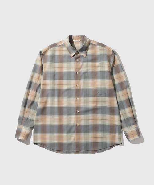 ADAM ET ROPE'(アダムエロペ)の「【AURALEE/オーラリー】SUPER LIGHT WOOL CHECK SHIRT(シャツ/ブラウス・メンズ・ダークブラウン/ブルー系・3/4/5)」の2枚目の写真