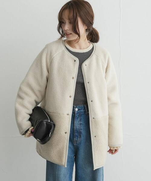 URBAN RESEARCH Sonny Label（アーバンリサーチサニーレーベル）の「リバーシブルボア撥水キルティングコート（その他アウター・レディース・アイボリー/ブラック/ブラウン・Free）」の6枚目の写真