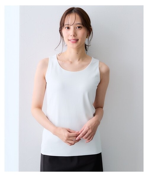 nissen（ニッセン）の「【選べる2タイプ】透け対策シルケット加工ダブルフロントタンクトップ<大きいサイズ有>（キャミソール・レディース・オフホワイト/黒/オフホワイト(Uネック)/黒(Uネック)・S/M/L/LL/3L/4L/5L）」の15枚目の写真