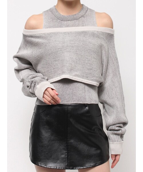 GYDA（ジェイダ）の「MANY WAYニットSETトップス（ニット/セーター・レディース・オフホワイト/ライトミックス/ダークミックス・F）」の3枚目の写真