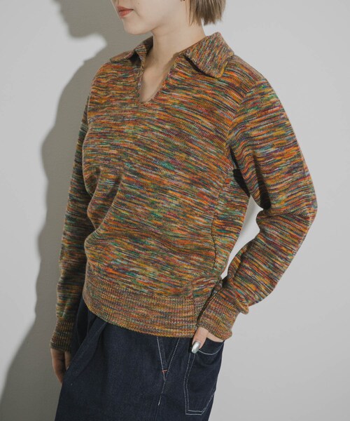 THE GOODLAND MARKET（ザグッドランドマーケット）の「COOHEM　ONI KASURI WOOL KNIT PULLOVER（ニット/セーター・レディース・04BLUE/02RED・Free）」の15枚目の写真