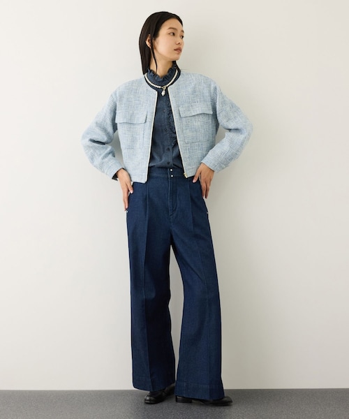 ROPE'（ロペ）の「ツイードノーカラージャケット（ノーカラージャケット・レディース・キナリ系/サックス・F）」の18枚目の写真