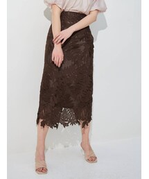 MERCURYDUO | リーフ柄ケミカルレースタイトスカート(スカート)