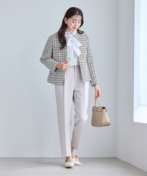 ROPE' PICNIC（ロペピクニック）の「【WEB限定カラー】ツイードフレアジャケット/入卒式・セレモニー対応・リンクコーデ（ノーカラージャケット・レディース・ブラック系/ライトグレー/オフホワイト/ネイビー・L/M）」の19枚目の写真