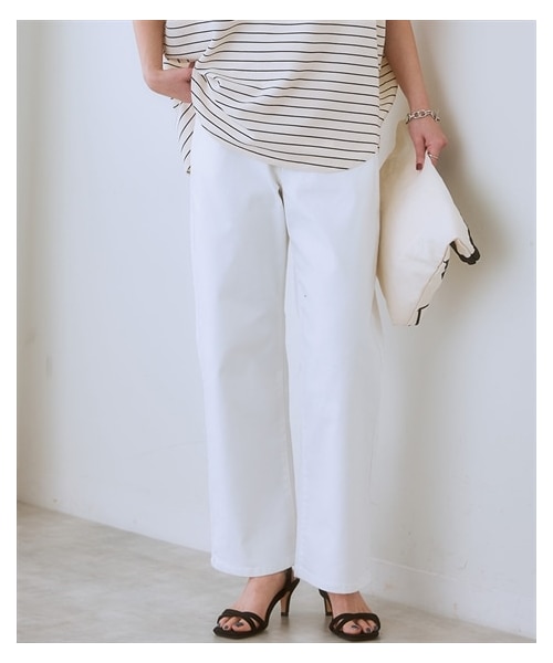 nissen（ニッセン）の「ウエスト裏ゴムボックスストレッチストレートデニムパンツ＜大きいサイズ有＞（パンツ・レディース・ネイビー系/ブルー系/黒系/ライトグレー系/オフホワイト・S/M/L/LL/3L/4L/5L/6L）」の21枚目の写真