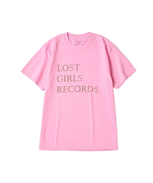 bonjour records(ボンジュールレコーズ)の「LOST GIRLS BOOKS for bonjour records BIG LOGO S/S Tee - ロストガールズブックス エクスクルーシブ Tシャツ(Tシャツ/カットソー・レディース・ホワイト/ダークブラウン/ピンク・F)」の5枚目の写真