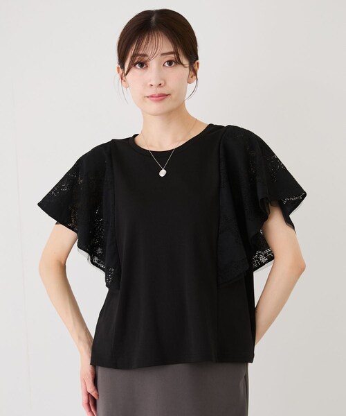 Jayro（ジャイロ）の「レースガーランドプルオーバー（Tシャツ/カットソー・レディース・ブラック/ホワイト系・M）」の2枚目の写真