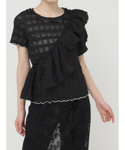 merry jenny（メリージェニー）の「フリルフリルサッシュ（チャーム・レディース・オフホワイト/ブラック/ミックス・F）」の4枚目の写真