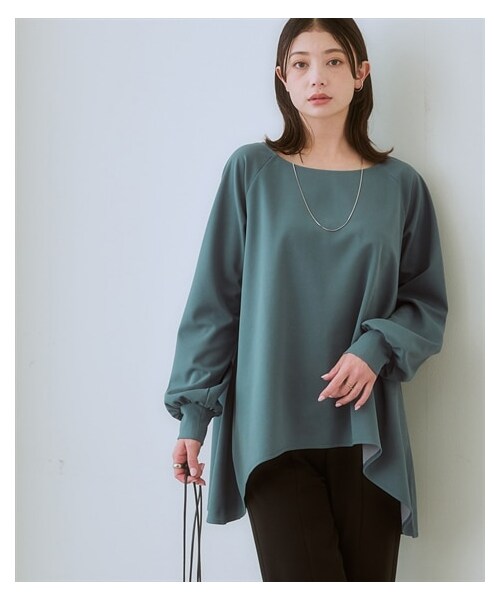 nissen（ニッセン）の「カットジョーゼットラグランスリーブオーバーサイズトップス（Tシャツ/カットソー・レディース・オフホワイト/ダスティブルー/黒・S/M/L/LL/3L/4L/5L/6L）」の19枚目の写真