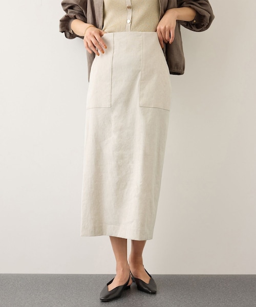 ROPE'（ロペ）の「[美人スカート]リネンストレッチポケット付きタイトスカート/イージーケア・26SS（スカート・レディース・チャコール/ベージュ/ピンク/オレンジ・36/38/40）」の6枚目の写真