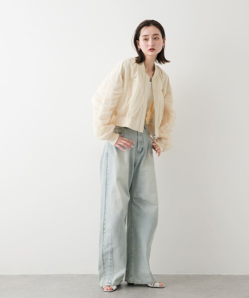 SENSE OF PLACE by URBAN RESEARCH(センスオブプレイスバイアーバンリサーチ)の「チュールレイヤードブルゾン(ブルゾン・レディース・IVORY/BLACK/L.BLUE・one)」の10枚目の写真