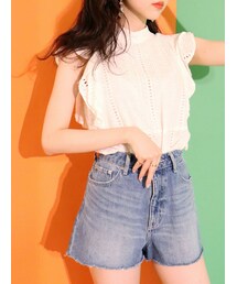 EVRIS | コットンレースラッフルノースリーブトップス(タンクトップ)