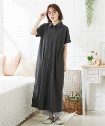 nissen | 【産前・産後　授乳服】先染めシャツワンピとしても使えるマタニティ半袖パジャマ（ワンピース＋パンツ）(マタニティウェア/グッズ)