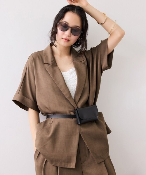 VIS(ビス)の「Light Airyシングルドルマンサマージャケット/UVケア・接触冷感・吸水速乾(テーラードジャケット・レディース・ブラック/キナリ/カーキ系・F)」の12枚目の写真