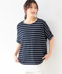 nissen | 綿混うすカルゆるシルエット５分袖ドルマンプルオーバー（ＵＶカット・吸汗速乾・抗菌防臭・毛玉防止）＜大きいサイズ有＞(Tシャツ/カットソー)