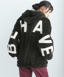 nissen | バックでかロゴ両面フリースオーバーサイズパーカー(パーカー)