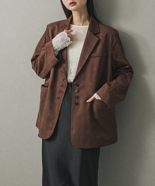 SENSE OF PLACE by URBAN RESEARCH（センスオブプレイスバイアーバンリサーチ）の「FSルーズジャケット（テーラードジャケット・レディース・BLACK/CAMEL/BROWN・one）」の2枚目の写真