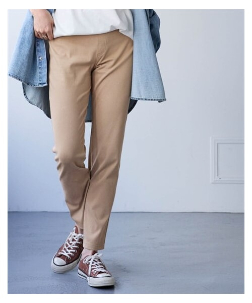 nissen（ニッセン）の「＜大きいサイズ＞軽ふわニットツイルスキニーパンツ（スウェットパンツ・レディース・アイボリー/ベージュ/グレー(デニム)/ブルー(デニム)/黒・L/LL/3L/4L/5L/6L/8L/10L）」の4枚目の写真