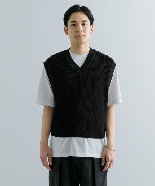 SENSE OF PLACE by URBAN RESEARCH(センスオブプレイスバイアーバンリサーチ)の「アゼアミクロップドニットベスト(ベスト・メンズ・BLACK/GRAY・M/L)」の8枚目の写真