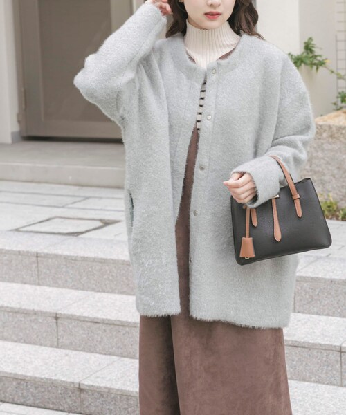 ITEMS URBANRESEARCH（アイテムズ アーバンリサーチ）の「ダブルフェイスミドルカーディガン（テーラードジャケット・レディース・L.BLU/NVY/BRN・Free）」の6枚目の写真