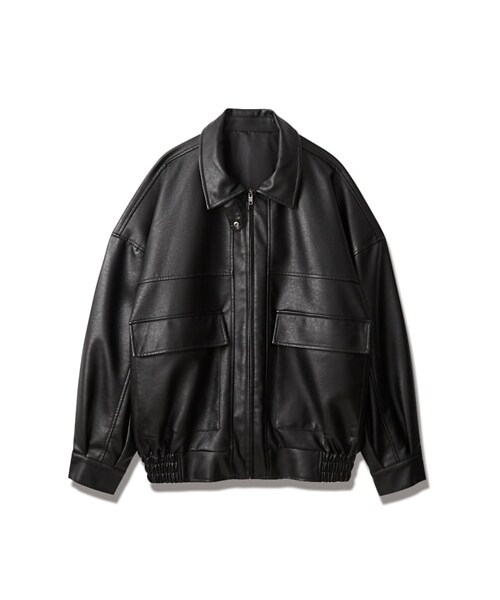 nissen（ニッセン）の「【Soiunique】オーバーサイズ合皮ブルゾン（ジャケット/アウター・レディース・ブラック・M/L）」の4枚目の写真