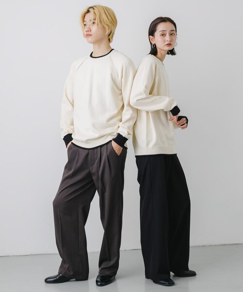 SENSE OF PLACE by URBAN RESEARCH（センスオブプレイスバイアーバンリサーチ）の「『ユニセックス』『洗濯可』ストレッチリブハイショクラインニット（ニット/セーター・メンズ・BLACK/CHARCOAL/IVORY/BROWN/L.BLUE・M/L）」の16枚目の写真